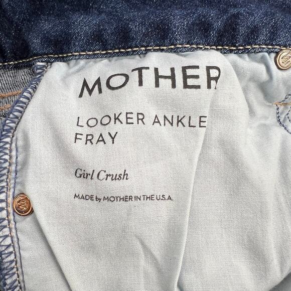Mother Looker Ankle Fray Jeans Girl Crush Wash Low Rise Raw Hem Size 27 - Picture 5 of 15